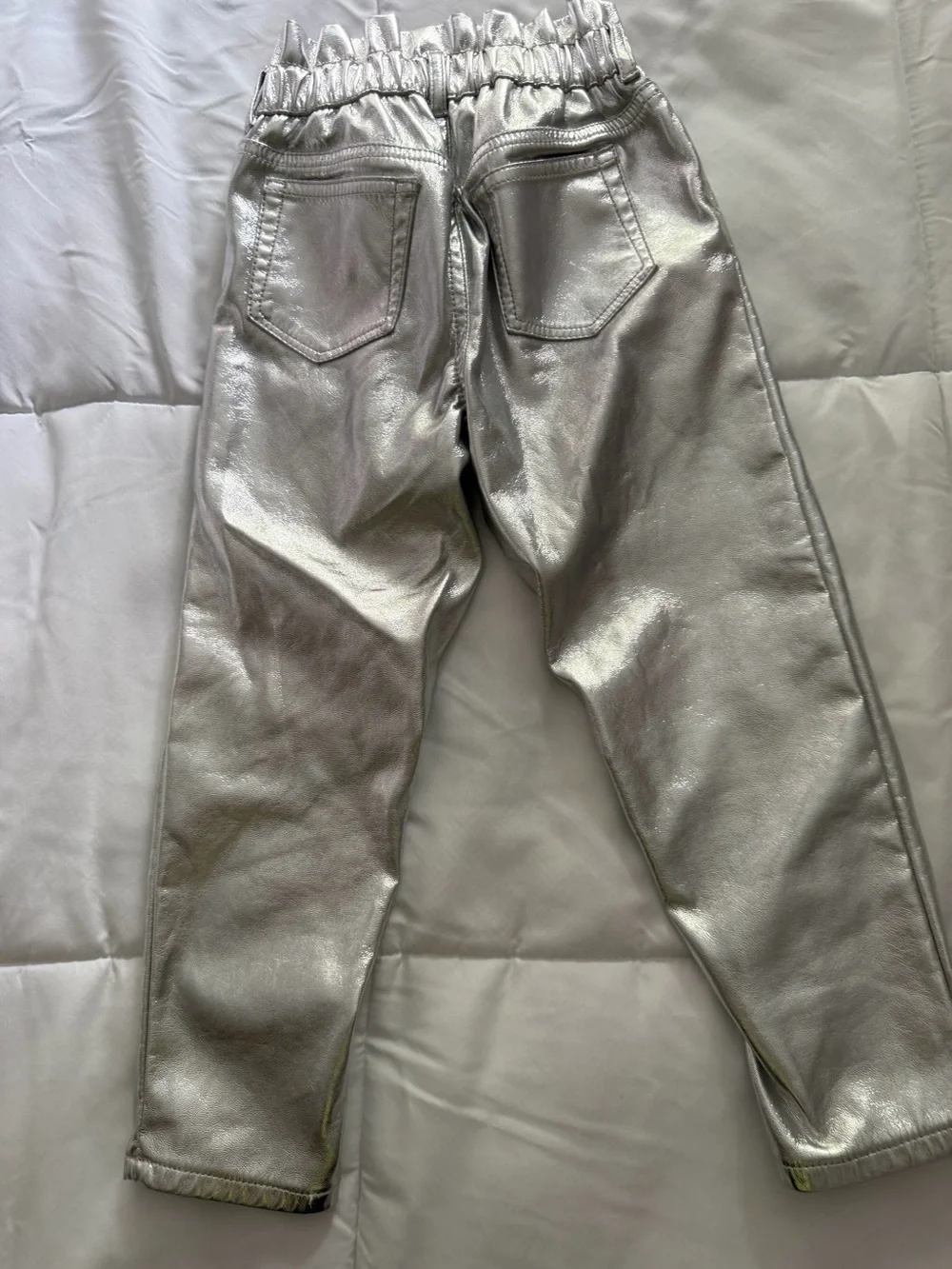 GAP Vintage Y2K Silver Metallic Faux Leather Pants
